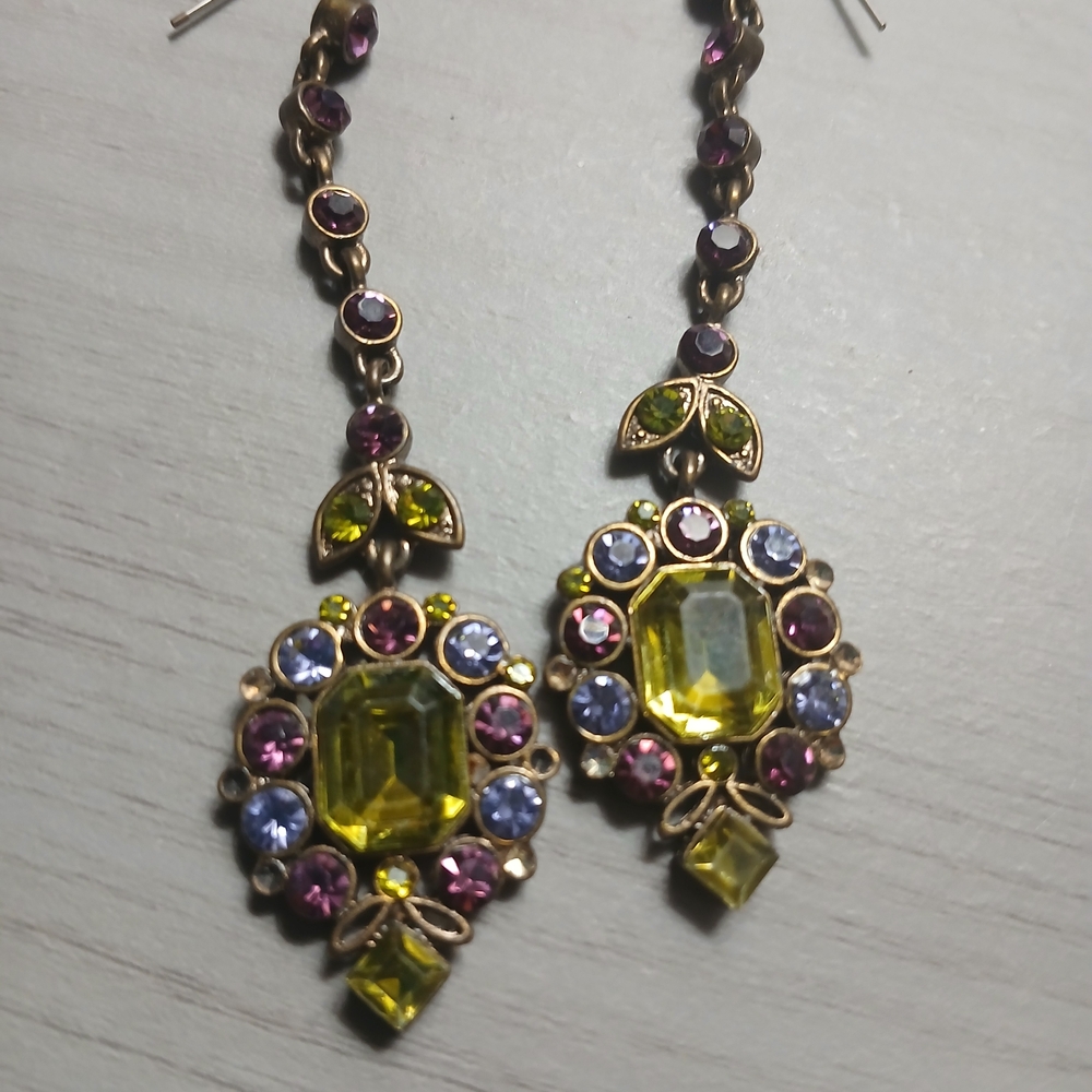 Elegant VINTAGE Multicolor Drop Earrings.. - Picture 5 of 14